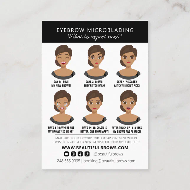 Microblading Aftercare Instructions & Appointment Business Card | Zazzle