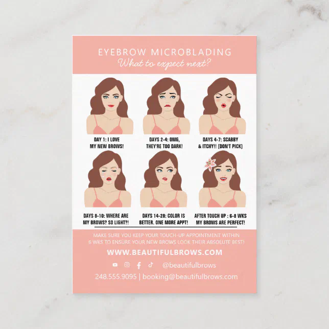 Microblading Aftercare Instructions & Appointment Business Card | Zazzle