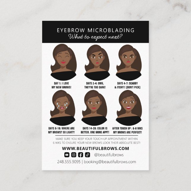 Microblading Aftercare Instructions & Appointment  Business Card (Back)
