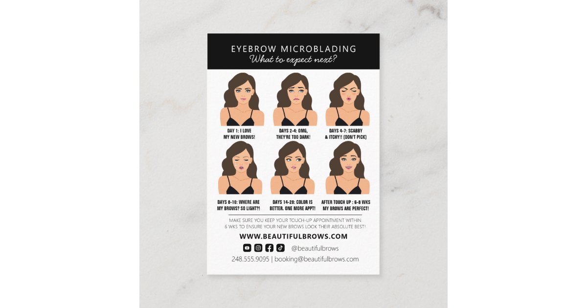 Microblading Aftercare Instructions & Appointment Business Card | Zazzle