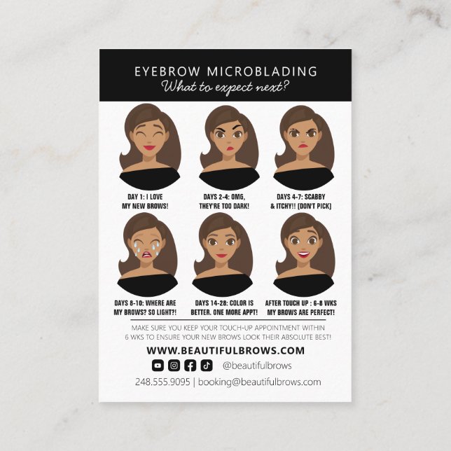 Microblading Aftercare Instructions & Appointment  Business Card (Back)
