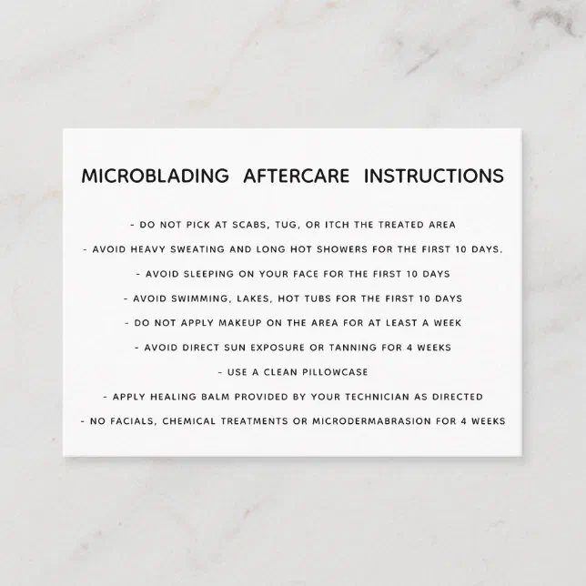 Microblading Aftercare Instructions Business Card | Zazzle