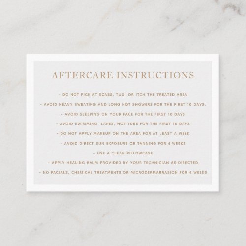 Microblading Aftercare Instructions Gray  Business Business Card