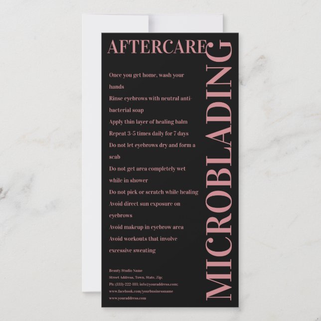 Microblading Aftercare Rose Text_Example Thank You Card (Front)