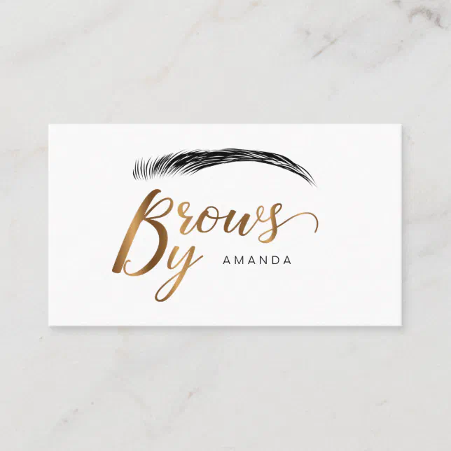 Microblading artist in gold color business card | Zazzle