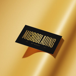 Microblading Black And Gold Business Card