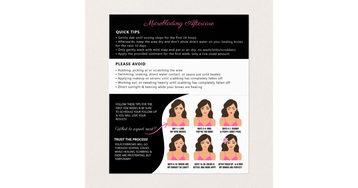 Microblading Brow Aftercare Appointment Reminder B Business Card | Zazzle