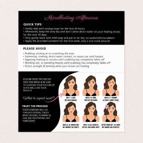 Microblading Brow Aftercare Appointment Reminder Business Card