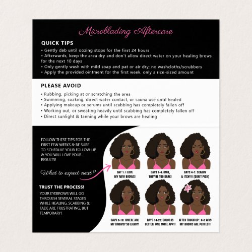 Microblading Brow Aftercare Appointment Reminder Business Card