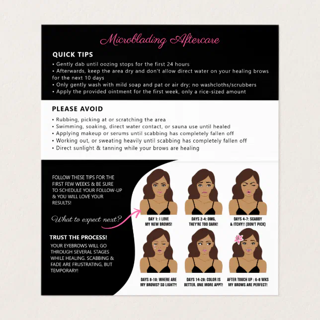 Microblading Brow Aftercare Appointment Reminder Business Card | Zazzle