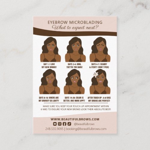 Microblading Brow Aftercare  Appointment Reminder Enclosure Card