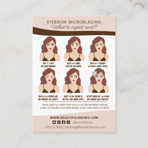 Microblading Brow Aftercare  Appointment Reminder Enclosure Card