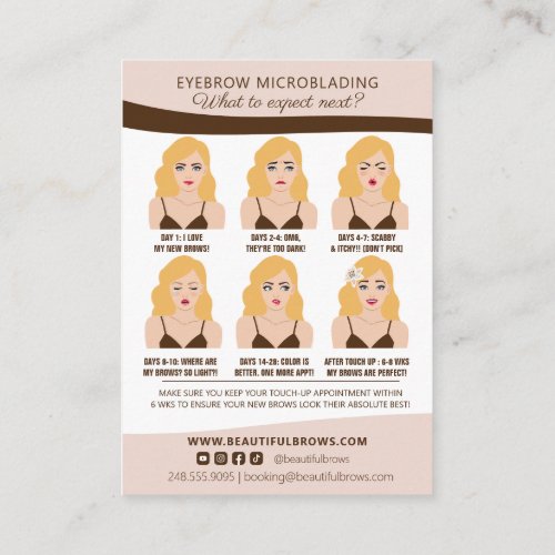 Microblading Brow Aftercare  Appointment Reminder Enclosure Card