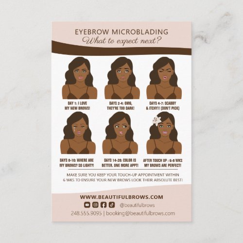 Microblading Brow Aftercare  Appointment Reminder Enclosure Card