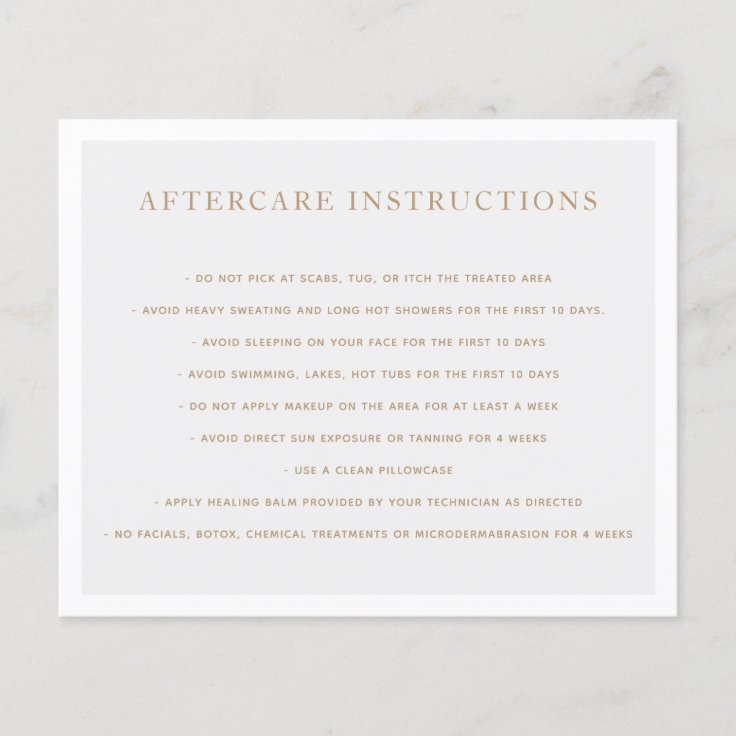 Microblading Brow Aftercare Instructions Gray | Zazzle