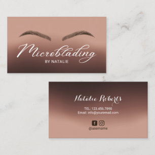 Microblading Brown Ombre Typography Beauty Salon Business Card