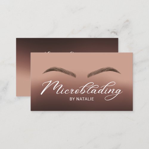 Microblading Brown Ombre Typography Beauty Salon Business Card