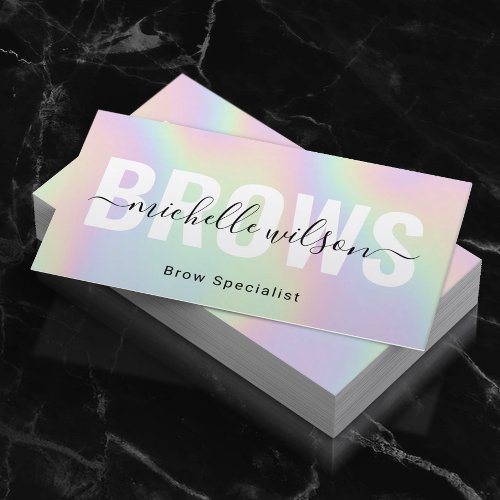 Microblading Brows Technician Modern Holographic Business Card