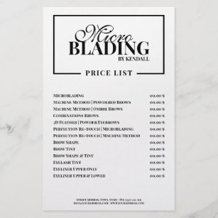 Editable pricing lists for tattoos and piercings  Tattoo pricing chart  Tattoo prices Price list template