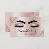 Microblading Eyebrows Brows Glitter Rose Gold Pink Business Card (Front/Back)