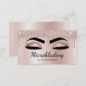 Microblading Eyebrows Dripping Glitter Rose Gold Business Card (Front/Back)