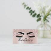 Microblading Eyebrows Dripping Glitter Rose Gold Business Card (Standing Front)