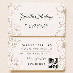 Microblading Floral QR Code Professional Business Card