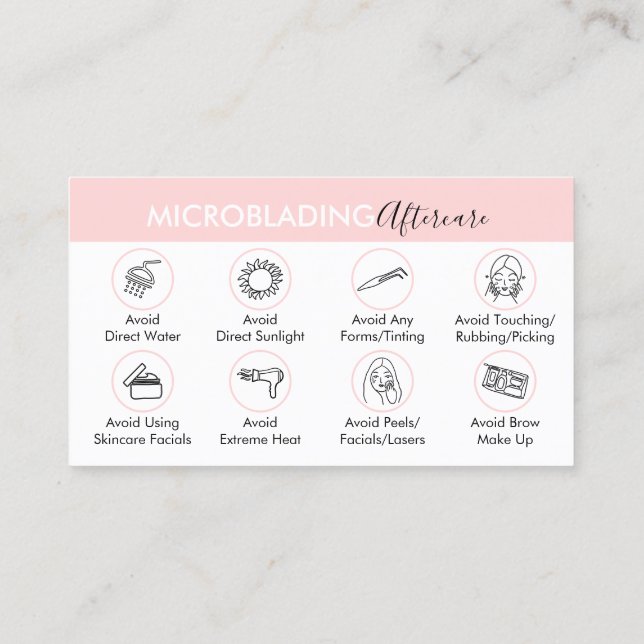 Microblading Healing Aftercare Instruction Business Card (Back)