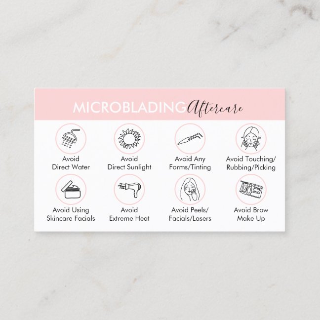 Microblading Healing Aftercare Instruction Business Card