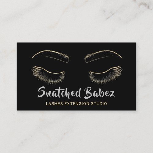  Microblading Makeup Eyelash Black Gray Gold Business Card