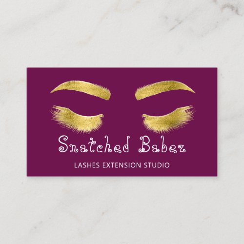   Microblading Makeup Eyelash Purple Berry Gold  Business Card