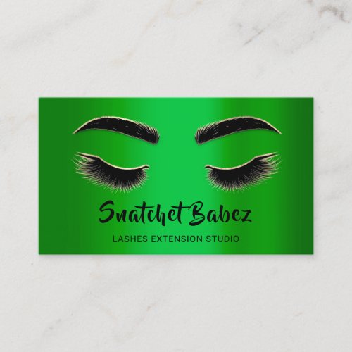  Microblading Makeup Eyelash Studio Green QR Logo Business Card