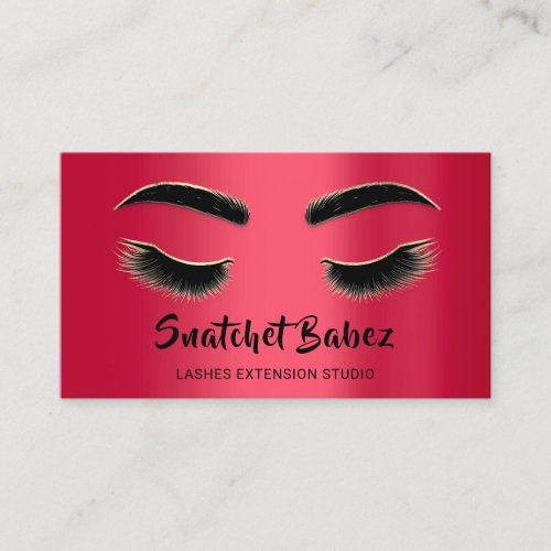  Microblading Makeup Eyelash Studio Logo QR Red Business Card
