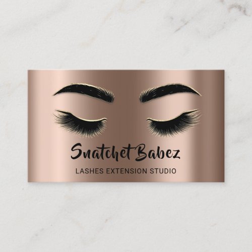  Microblading Makeup Eyelash Studio Rose Logo Gold Business Card