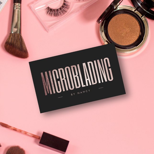 Microblading Rose Gold Glitter  Business Card (Creator Uploaded)