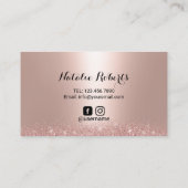 Microblading Rose Gold Glitter Drips Typography Business Card (Back)