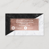 Microblading rose gold typography block marble business card (Back)