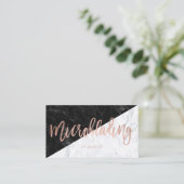 Microblading rose gold typography block marble business card (Standing Front)