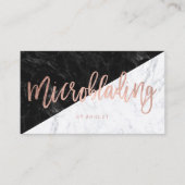 Microblading rose gold typography block marble business card (Front)