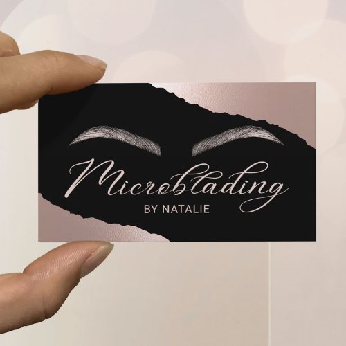 Microblading Rose Gold Typography Brows Salon Business Card