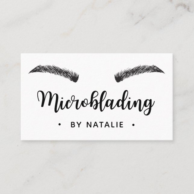 Microblading Semi - Permanent Makeup White Minimal Business Card (Front)