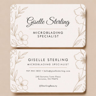 Microblading Specialist Botanical Blush and Black  Business Card