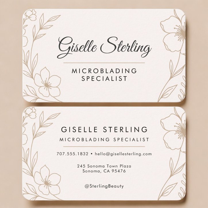 Microblading Specialist Botanical Blush And Black Business Card