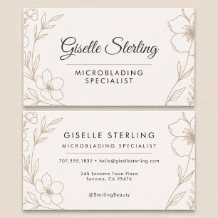 Microblading Specialist Botanical Blush and Black  Business Card