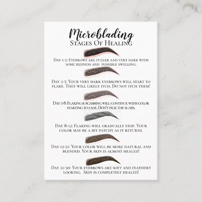 Microblading Stages of Healing & Aftercare Business Card (Front)
