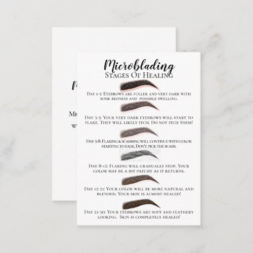 Microblading Stages of Healing  Aftercare Business Card