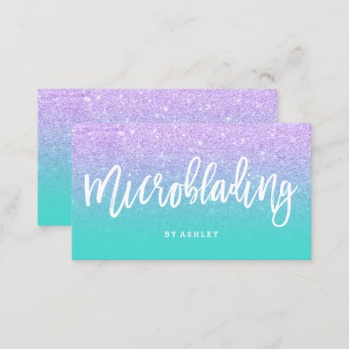 Microblading typography faux lavender glitter business card