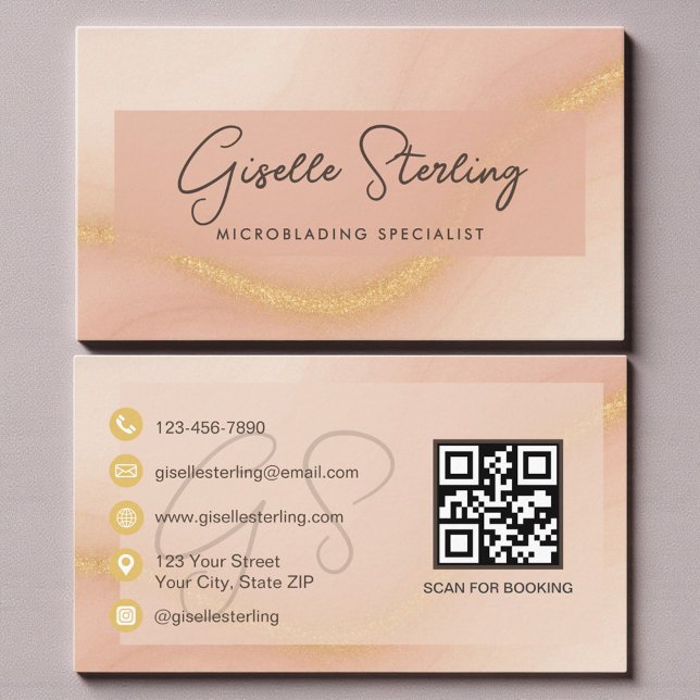 Microblading Watercolor QR Code Business Card (Creator Uploaded)