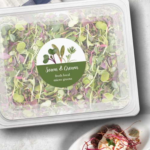 Microgreen Farmer Food Label Customisable Classic Round Sticker