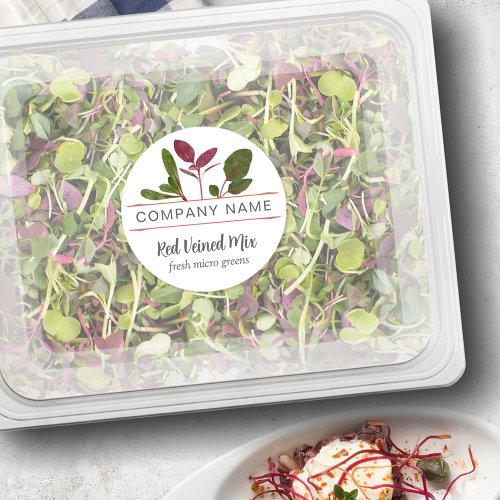 Microgreen Grower Food Labels Company Name Classic Round Sticker